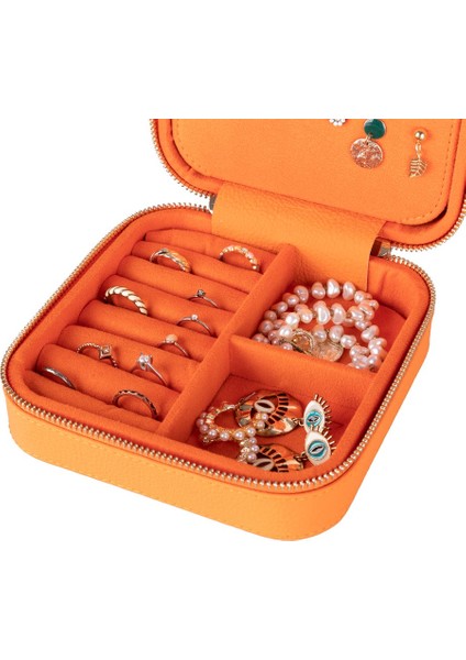 Gerçek Deri Seyahat Boy Takı Organizer Kutusu, Mücevher Aksesuar Çantası, Küpe Kolye Yüzük Düzenleyici indirimleri