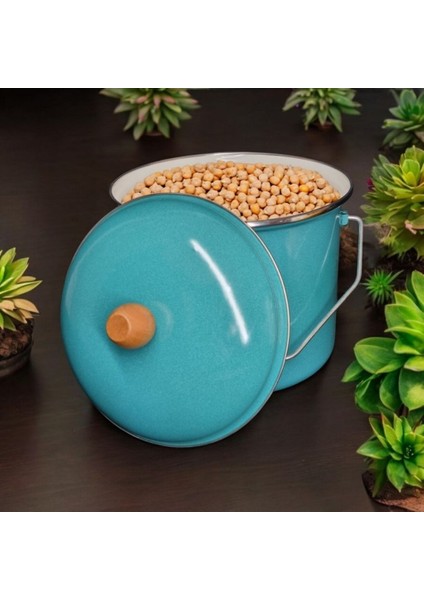 Emaye Yoğurt Tenceresi Emaye Bakraç Patates Soğan Bakliyat Kovası 20 cm 5 lt Turkuaz indirimleri