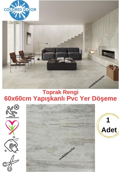 Kendinden Yapışkanlı Yer Zemin ve Duvar Kaplama Paneli Arkası Kauçuklu 60X60CM Floor Pvc Panel 607 fiyatları