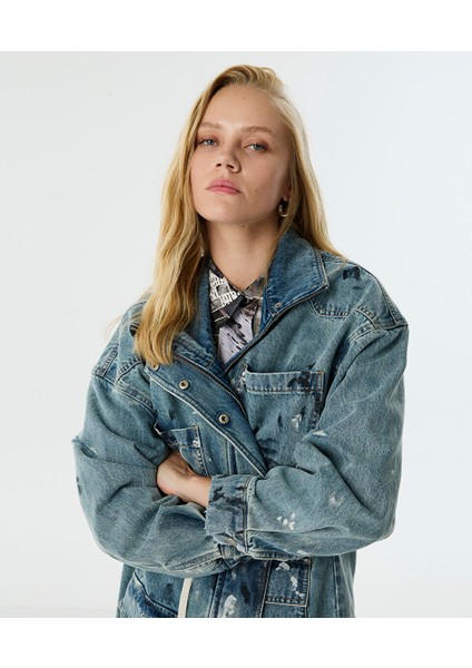 Eskitme Efektli Jean Pardösü TW6250011017013 modelleri