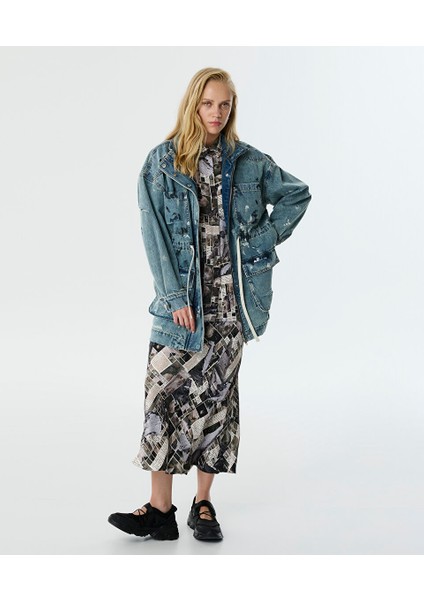 Eskitme Efektli Jean Pardösü TW6250011017013 fırsatları