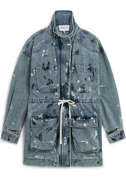 Eskitme Efektli Jean Pardösü TW6250011017013 indirimleri