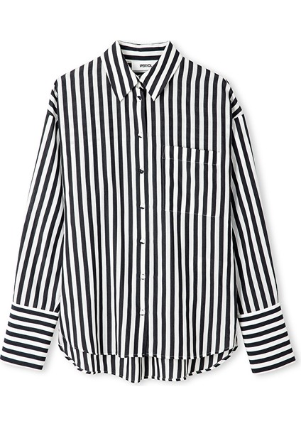 Çizgi Desen Düşük Omuz Gömlek IW6250025093001 indirimleri