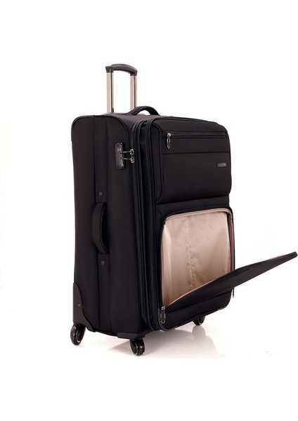 Lüx Kumaş Büyük Boy Valiz V117 - Siyah fırsatları