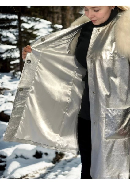 Kadın Kolsuz Hakiki Deri Kürk - Gri fiyatları