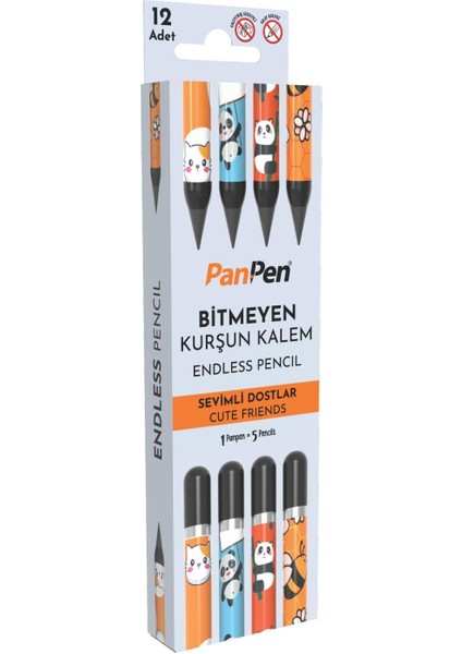 Panpen Sevimli Dostlar Serisi Bitmeyen Kurşun Kalem (PAN716) 12 Adet modelleri