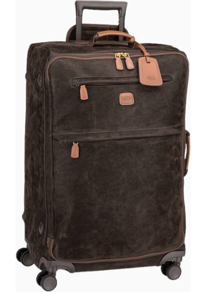Brıc's Life Trolley 71 cm Oliva Deri Detaylı, Wildleder Görünümlü Yumuşak Kabuklu Valiz