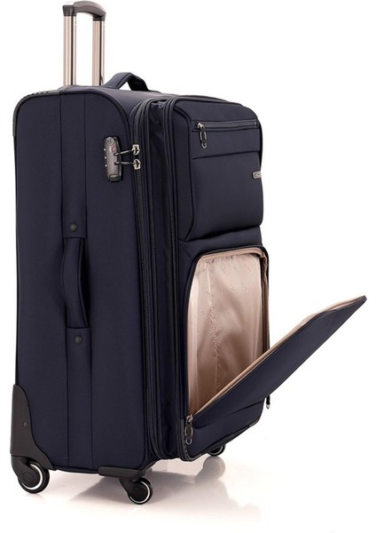 Lüx Kumaş Orta Boy Valiz V117 - Lacivert fırsatları