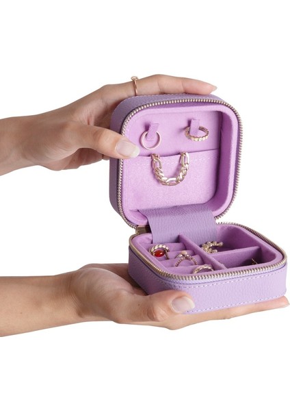 Gerçek Deri Seyahat Boy Takı Organizer Kutusu, Mücevher Aksesuar Çantası, Küpe Kolye Yüzük Düzenleyici fiyatları