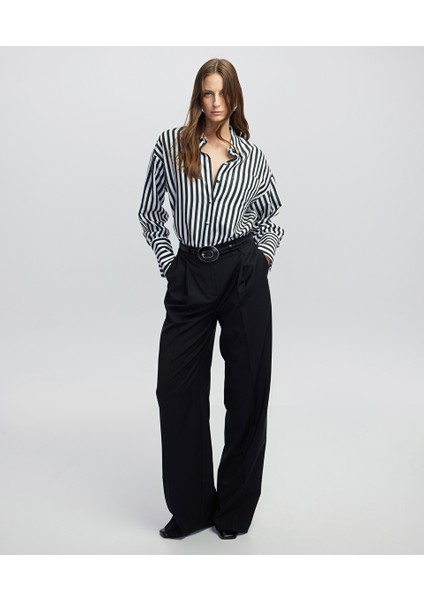 Çizgi Desen Düşük Omuz Gömlek IW6250025093001 fiyatları