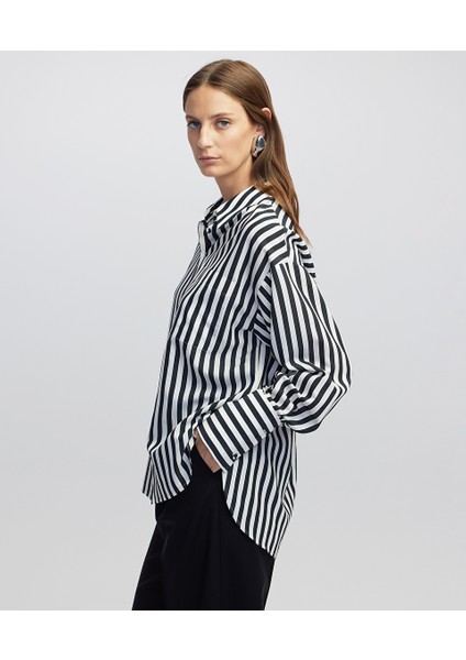 Çizgi Desen Düşük Omuz Gömlek IW6250025093001 modelleri