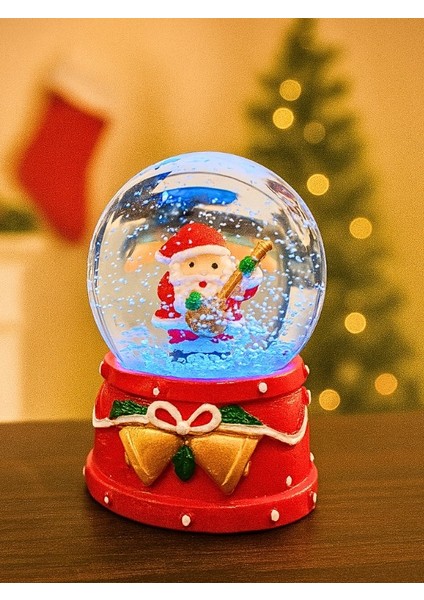 2026 Yılbaşı Temalı LED Işıklı Gitar Çalan Noel Baba Kar Küresi 9 cm Orta Boy Yeni Yıl Süsü - 48 modelleri