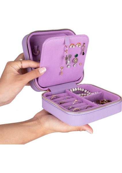 Gerçek Deri Seyahat Boy Takı Organizer Kutusu, Mücevher Aksesuar Çantası, Küpe Kolye Yüzük Düzenleyici fiyatları