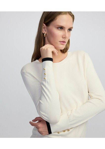 Düğme Aksesuarlı Colorblock Triko IW6250050360018