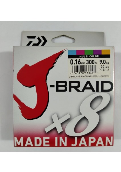 Jbraid 8b 300 mt Multicolor Ip Misina 0,16 mm