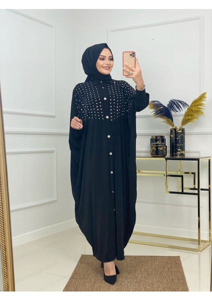 Yarasa Kol Taşlı Sandy Elbise