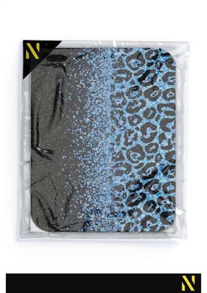 Siyah Zemin Üzerine Mavi Renkli Leopar Desenli Mouse Pad 23x19 cm – Ergonomik Kaymaz Tabanlı Şık Tasarım – Ev, Ofis, Gamer ve Öğrenci Kullanımına Uygun Dayanıklı Fare Altlığı Mousepad