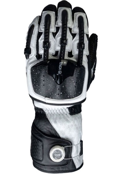 Handroid Mk5 Korumalı Deri Motosiklet Eldiveni Siyah Beyaz