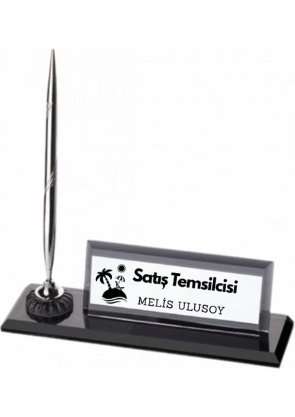 Kurumsal Firmalara Özel Logolu Masa Üstü Isimlik | Kalemli Kristal Tasarım