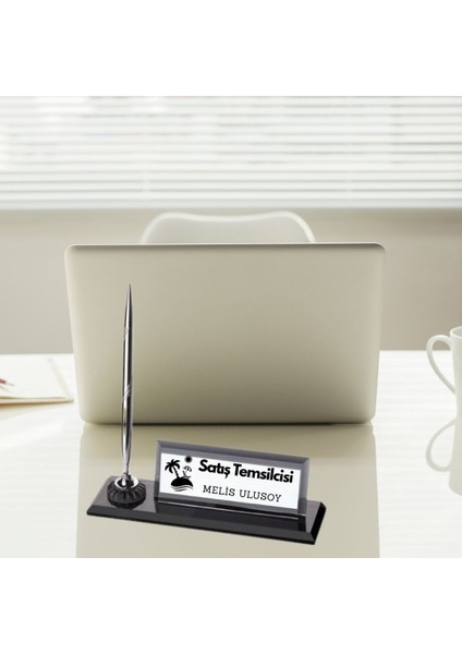 Kurumsal Firmalara Özel Logolu Masa Üstü Isimlik | Kalemli Kristal Tasarım modelleri