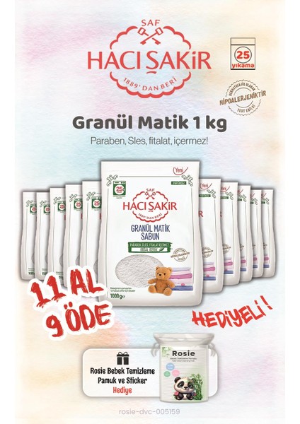 1 kg 11 Al 9 Öde Granül Matik Çamaşır Deterjanı ve Rosie