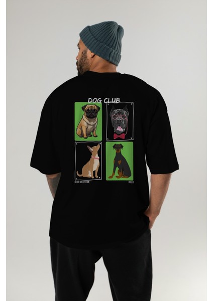 Dog Club Arka Baskılı Oversize T-Shirt Erkek Kadın %100 Pamuk Bisiklet Yaka Tişort indirimleri