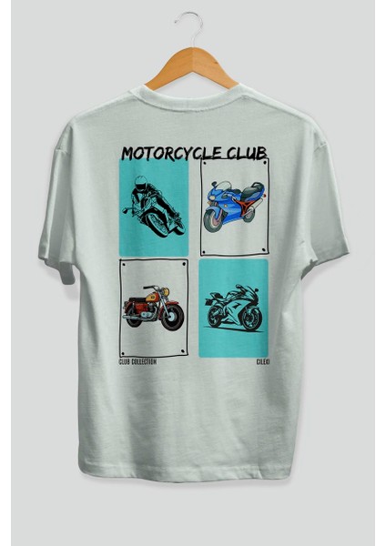Motorcycle Club Arka Baskılı Oversize T-Shirt Erkek Kadın %100 Pamuk Bisiklet Yaka Tişort fiyatları