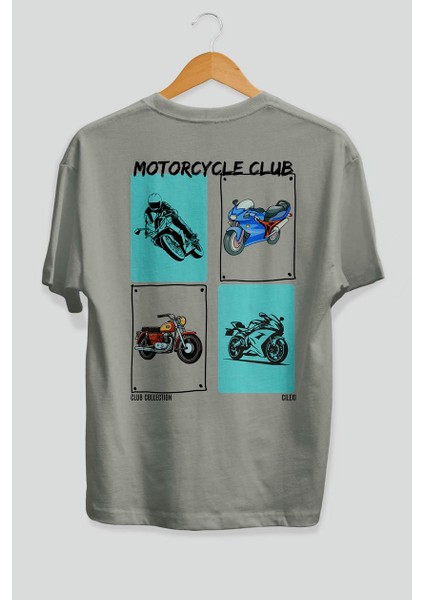Motorcycle Club Arka Baskılı Oversize T-Shirt Erkek Kadın %100 Pamuk Bisiklet Yaka Tişort fiyatları