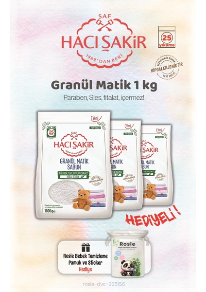 3 Adet 1 kg Granül Matik Çamaşır Deterjanı ve Rosie