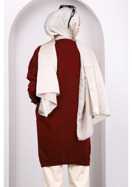 Koyu Bordo Bisiklet Yaka Merserize Salaş Triko Tunik fırsatları