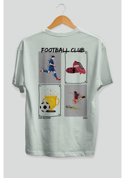 Football Club Arka Baskılı Oversize T-Shirt Erkek Kadın %100 Pamuk Bisiklet Yaka Tişort fiyatları