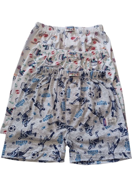 3'lü Desenli Erkek Çocuk Esnek Boxer