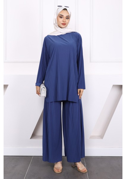 Indigo Piliseli Sandy Tunik Pantolon Takım