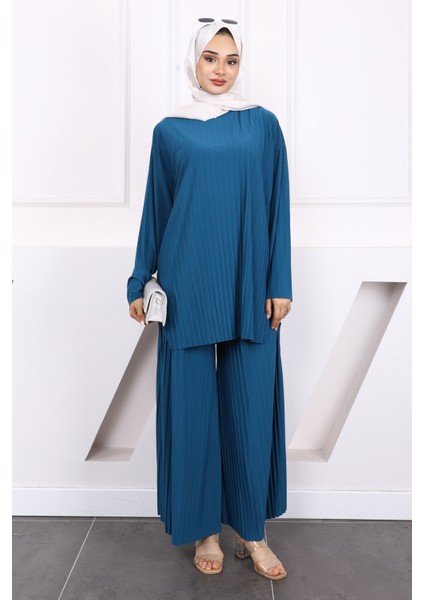 Petrol Yeşili Piliseli Sandy Tunik Pantolon Takım fiyatları