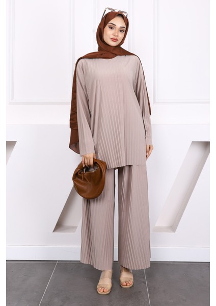 Açık Vizon Piliseli Sandy Tunik Pantolon Takım fiyatları