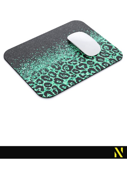 Siyah Zemin Üzerine Turkuaz Leopar Desenli Mouse Pad 23X19 cm – Ergonomik Kaymaz Tabanlı Şık Tasarım – Ev, Ofis, Öğrenci ve Oyun Masaları Için Uygun Modern Fare Altlığı Mousepad modelleri