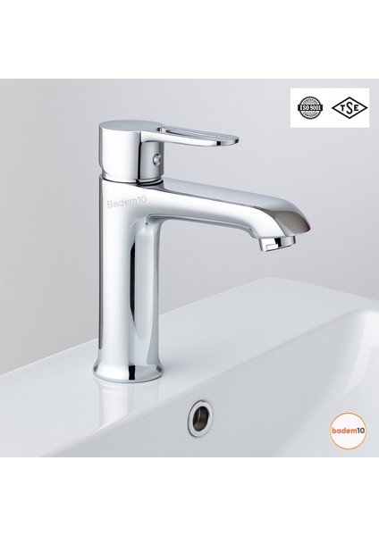 Premium Tek Kollu Aç Kapa Krom Lavabo Bataryası Duvar Tipi Armatür Modern Tasarım Sıcak Soğuk Ayarlı