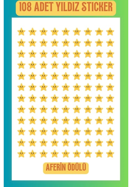 Öğretmenler Için Yıldız Etiketi Star Sticker 1 Sayfa 108 Adet 1,2cm Ebat