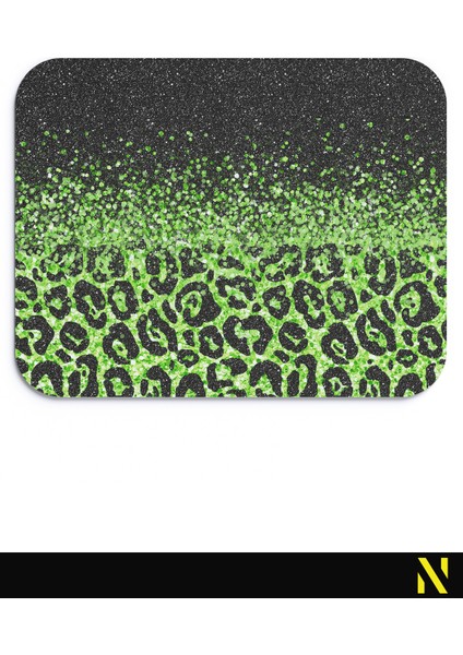 Siyah Zemin Üzerine Yeşil Leopar Desenli Mouse Pad 23X19 cm – Ergonomik, Kaymaz Tabanlı Şık Fare Altlığı – Ev, Ofis, Öğrenci ve Gamer Kullanımı Için Uygun Estetik Mousepad