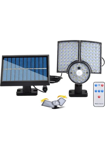 112 LED Güneş Enerjili 3 Mod Kumandalı 4.5 Metre Kablolu Kaliteli Sensörlü Solar Sokak Lambası Aplik