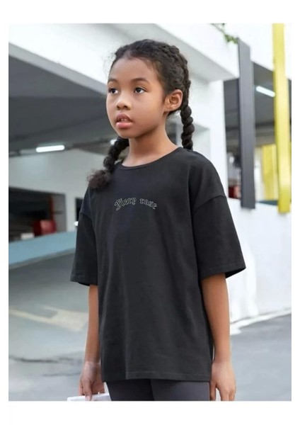 Çocuk Unisex Baskılı T-Shirt - Siyah modelleri