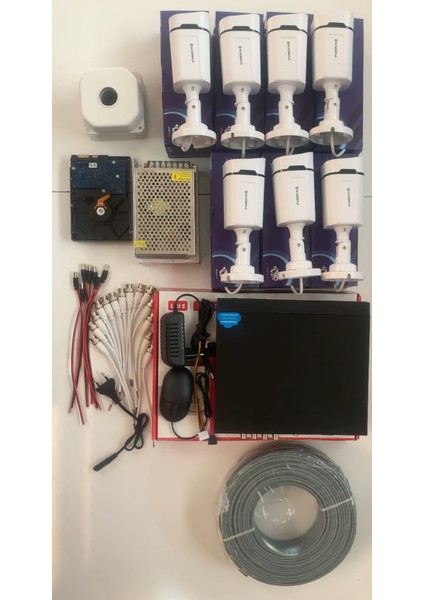 7'lı Kamera Sesli Kamera Seti - 5mp Sony Seculensli 1080P, 4 Warm Led,gece Renkli, Full Hd Ahd Güvenlik Kamerası Seti, Colorvu, Plastik Kasa fiyatları