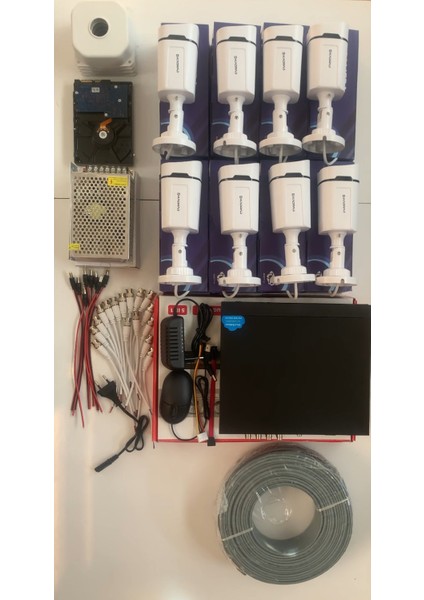 8'li Kamera Seti - 5mp Sony Seculensli 1080P, 4 Warm Led, Gece Renkli, Full Hd Ahd Güvenlik Kamerası Seti, Colorvu, Plastik Kasa, Yüz Tanıma fiyatları