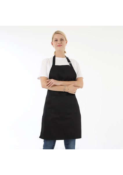 Boyun Ayarlı Şef Garson Kafe Aşçı Barista Siyah Önlük Mutfak Önlüğü Masterchef Cafe Apron Restaurant Önlüğü
