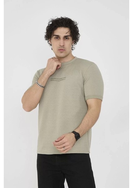 Unisex Bisiklet Yaka Slim Fit T-Shirt- Açık Yeşil indirimleri