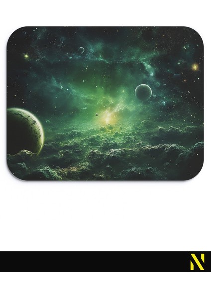 Uzay ve Galaksi Temalı Renkli Ergonomik Mouse Pad - 23 cm x 19 cm - Kaydırmaz Taban Ev ve Ofis Kullanımı Için Ideal Fare Altlığı Mousepad