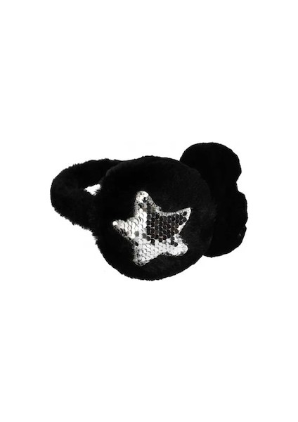 Soğuktan Koruyucu Soft Peluş Kışlık Kulaklık Siyah Yıldız Pullu modelleri