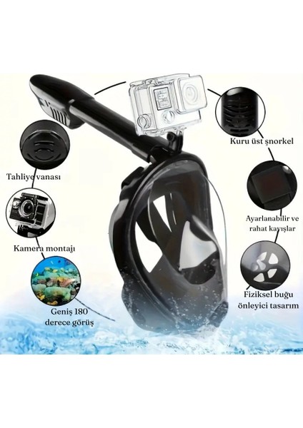 L/xl Beden Şnorkel Dalış Maskesi Full Face Tam Deniz Altı Keşif Maskesi fiyatları