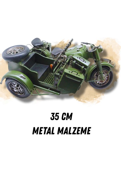 Dekoratif Metal Askeri Sepetli Motor – Masaüstü, Ofis, Tv Ünitesi Için Retro Süs