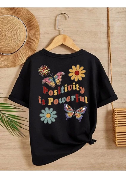 Kız Çocuk Bisiklet Yaka Baskılı T-Shirt - Siyah fiyatları